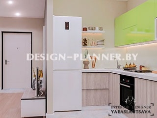 Ультра бюджетное решение  в дизайне кухни для микро квартиры студии в городе Фаниполь в 30 квадратных метров от дизайнера Ярославцевой Екатерины.
