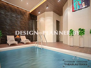 Дизайн интерьера коттеджа с бассейном в Логойске в современном стиле