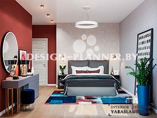 Дизайн интерьера спальни в современном авангарде в новом жилом комплексе "Нарочанский".