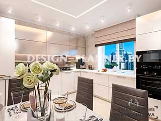 Дизайн интерьера кухни трехкомнатной квартиры в жилом комплексе Променад